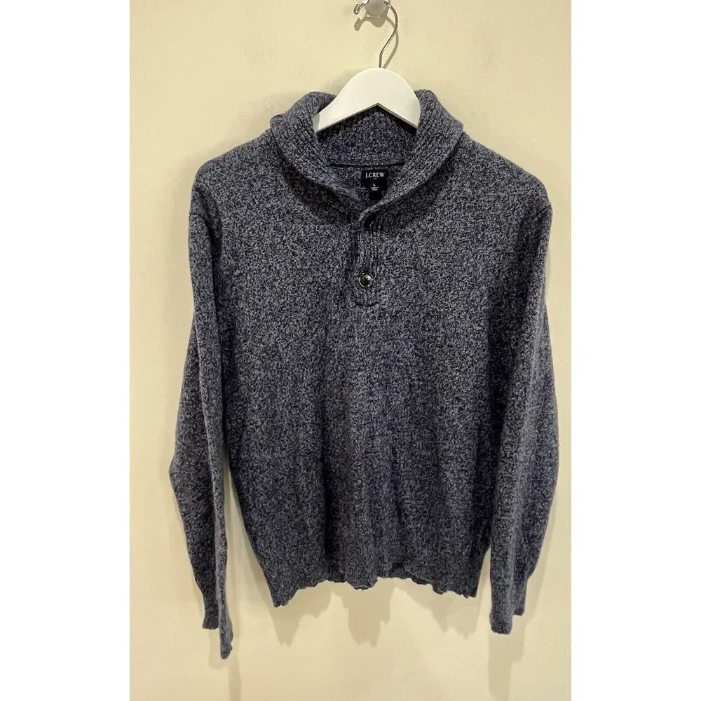 J. Crew Sweater Men's Large Knit‎ Shawl Collar Lambs Wool Blend Soft Long Sleeve